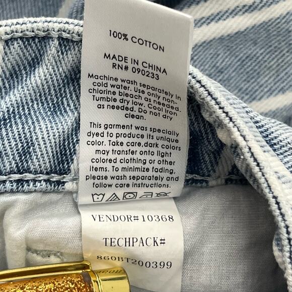 PacSun Blue White Stripe High Rise Slim Fit Cotton Mom Jeans 27 - Picture 7 of 10